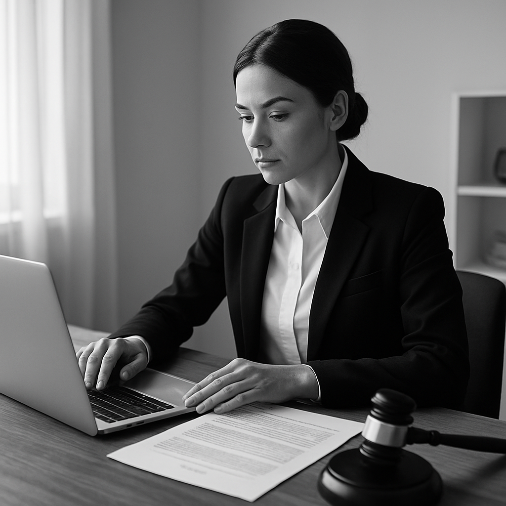 Lawyer working remotely from a home office